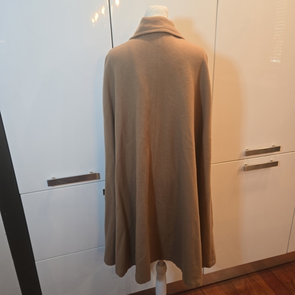 Twelfth Street Wool Cape Arm Holes Collared Mid Length Tan Brown Size Small USA - Picture 6 of 14